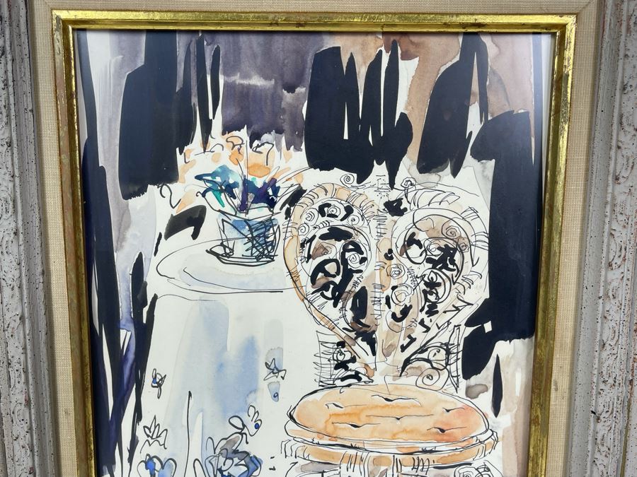 Original 1974 Mildred Lapson Watercolor Painting In Frame 9 X 12 [Photo 5]