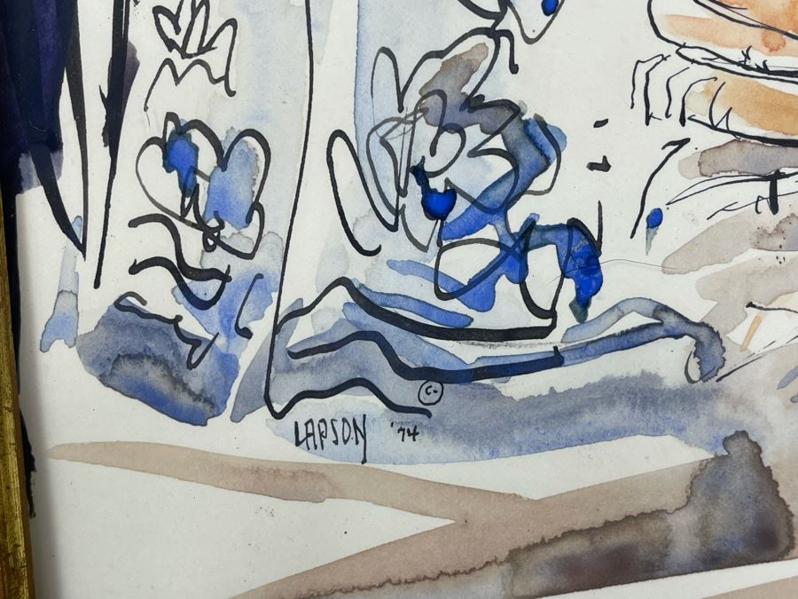 Original 1974 Mildred Lapson Watercolor Painting In Frame 9 X 12 [Photo 7]