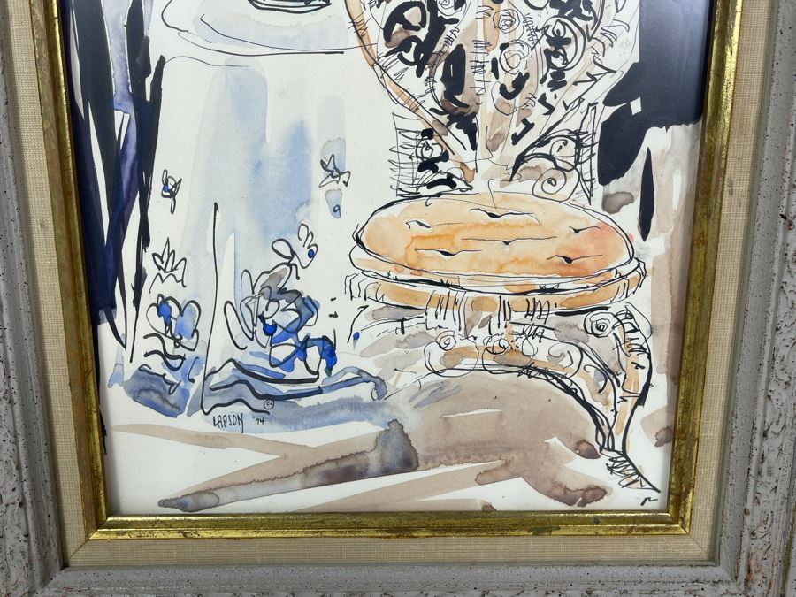 Original 1974 Mildred Lapson Watercolor Painting In Frame 9 X 12 [Photo 4]