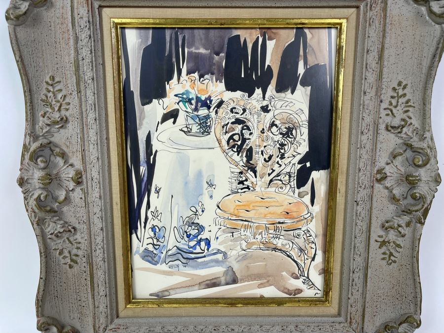 Original 1974 Mildred Lapson Watercolor Painting In Frame 9 X 12 [Photo 3]