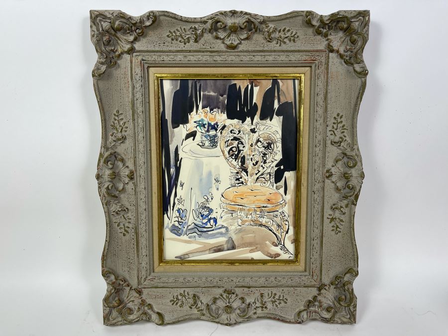 Original 1974 Mildred Lapson Watercolor Painting In Frame 9 X 12 [Photo 1]