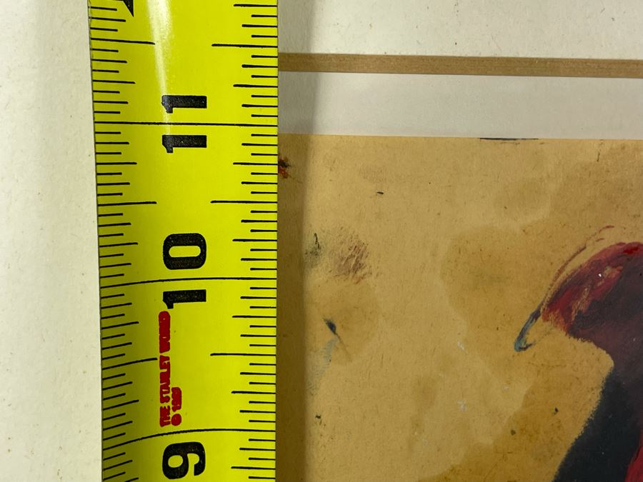 Original Philip Kelly (1950-2010, Ireland / Mexico City) Painting Titled 'Cabeza III' 8.5 X 11 1990 Mexico DF Signed Front And Back [Photo 12]