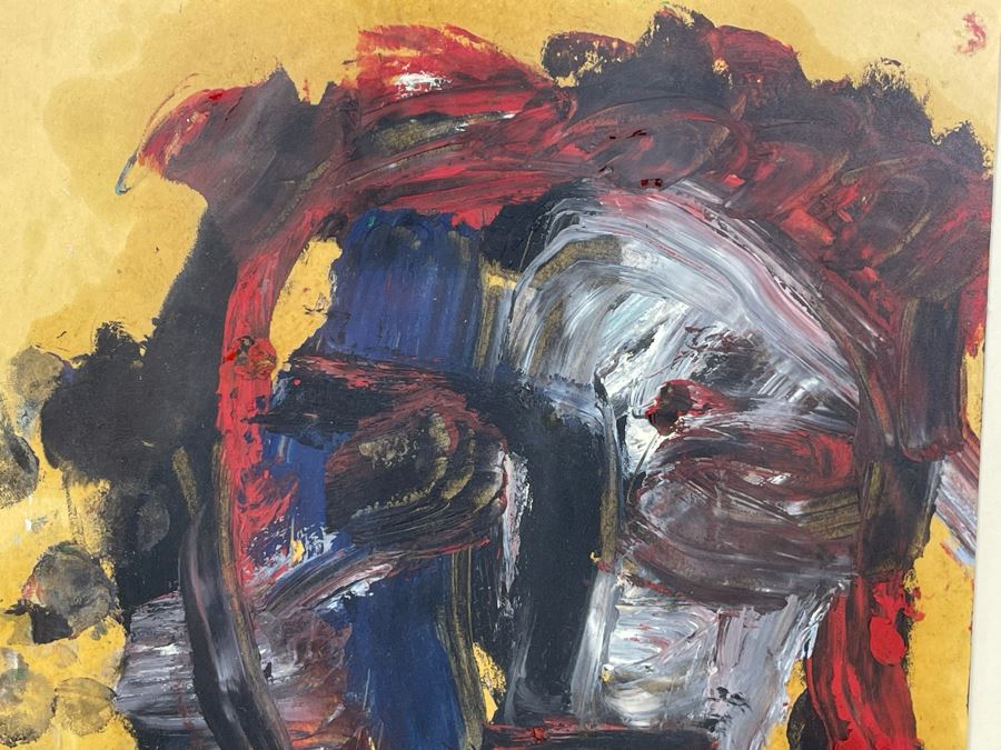 Original Philip Kelly (1950-2010, Ireland / Mexico City) Painting Titled 'Cabeza III' 8.5 X 11 1990 Mexico DF Signed Front And Back [Photo 7]