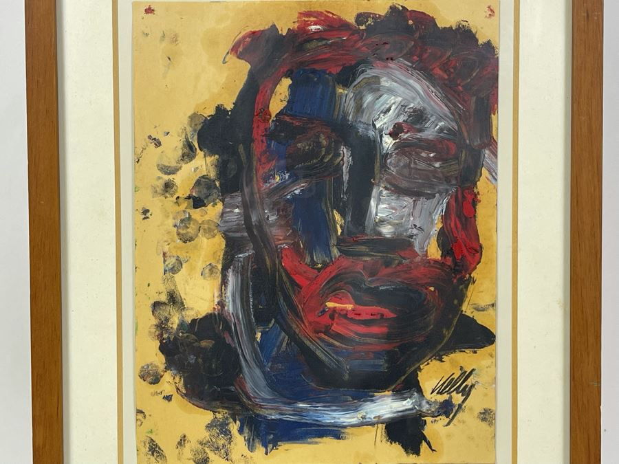 Original Philip Kelly (1950-2010, Ireland / Mexico City) Painting Titled 'Cabeza III' 8.5 X 11 1990 Mexico DF Signed Front And Back [Photo 9]