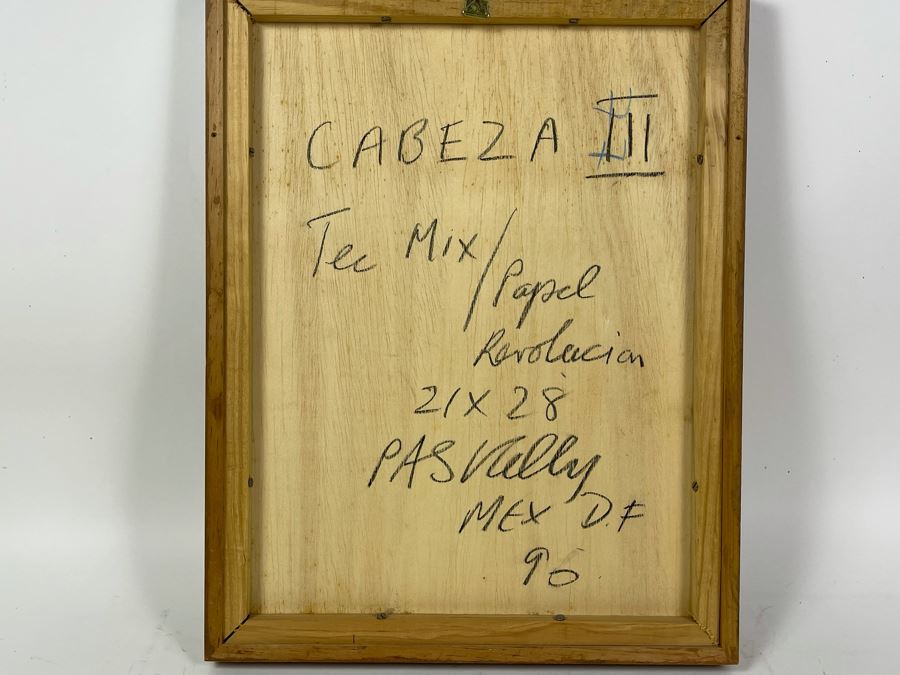 Original Philip Kelly (1950-2010, Ireland / Mexico City) Painting Titled 'Cabeza III' 8.5 X 11 1990 Mexico DF Signed Front And Back [Photo 14]
