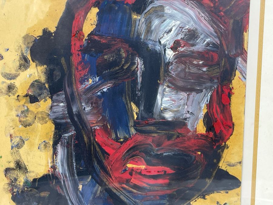 Original Philip Kelly (1950-2010, Ireland / Mexico City) Painting Titled 'Cabeza III' 8.5 X 11 1990 Mexico DF Signed Front And Back [Photo 10]