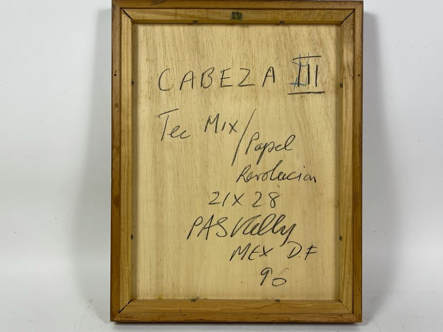 Original Philip Kelly (1950-2010, Ireland / Mexico City) Painting Titled 'Cabeza III' 8.5 X 11 1990 Mexico DF Signed Front And Back [Photo 13]