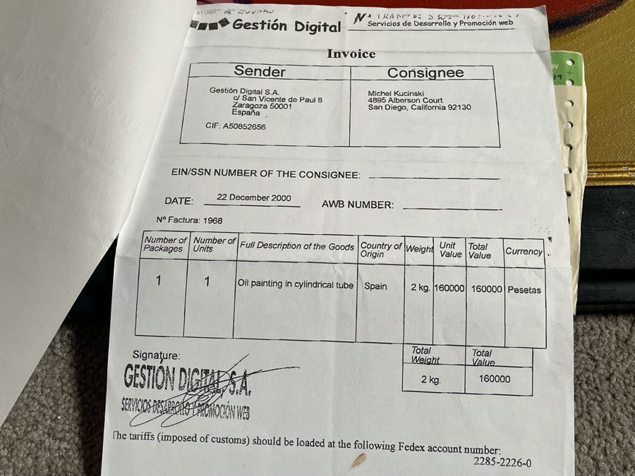 Original Angel Aransay Ortega (1943-2015, Spain) Painting In Frame 1998 21 X 28 (See Details Page For Artist Website: angelaransay.com) Signed Aransay 707 98 With Original Shipping Documentation From Spain [Photo 19]