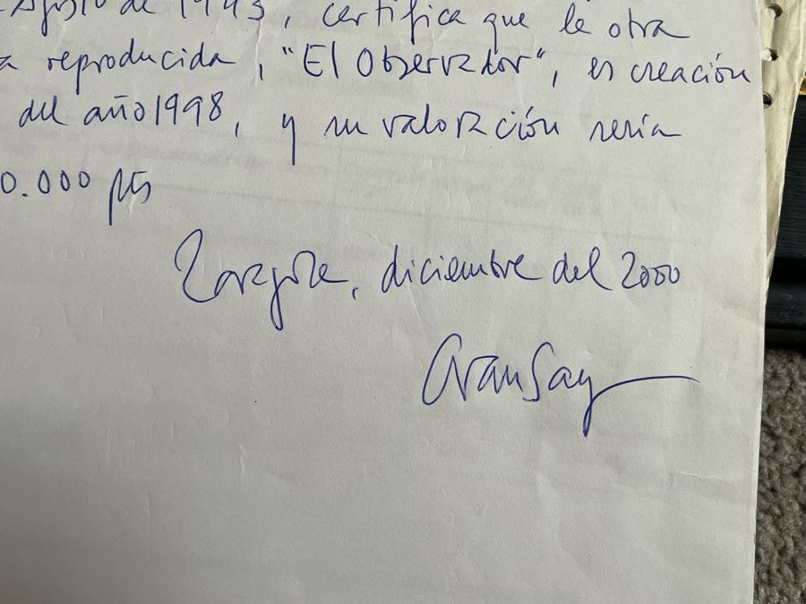 Original Angel Aransay Ortega (1943-2015, Spain) Painting In Frame 1998 21 X 28 (See Details Page For Artist Website: angelaransay.com) Signed Aransay 707 98 With Original Shipping Documentation From Spain [Photo 18]