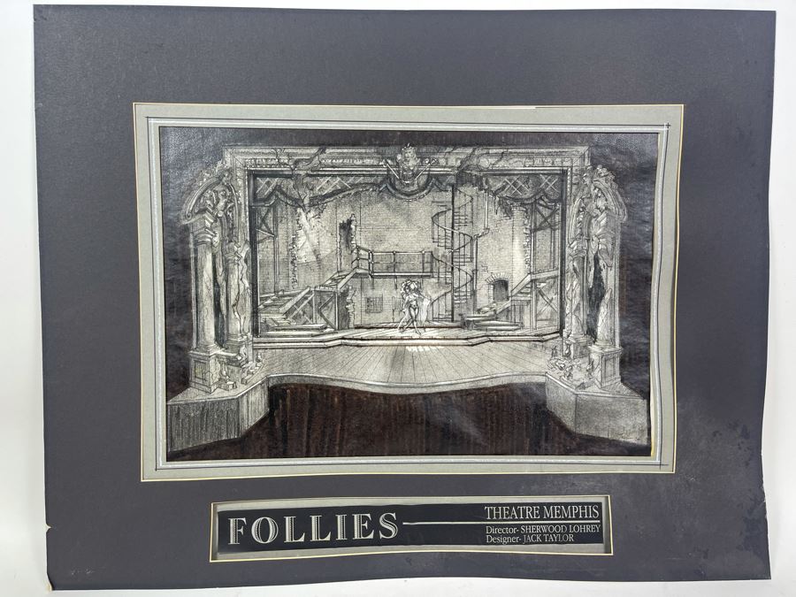 Original Theatrical Set Drawing Of Follies From Theatre Memphis Signed By Jack Taylor 1994 19 X 13 [Photo 2]
