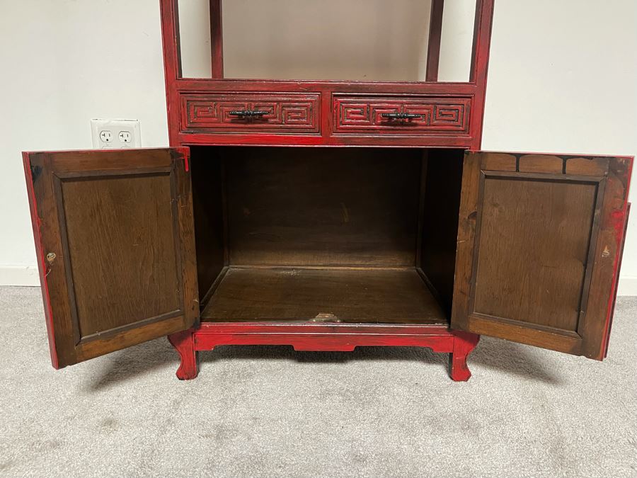Painted Red Wooden Asian Cabinet 23W X 15D X 36H [Photo 6]