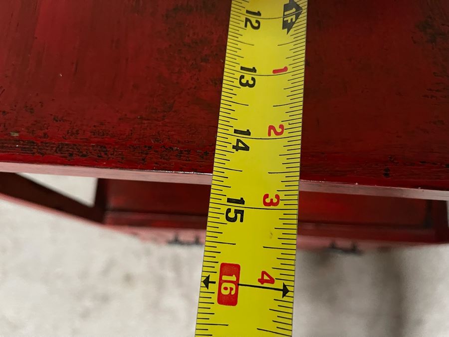 Painted Red Wooden Asian Cabinet 23W X 15D X 36H [Photo 9]