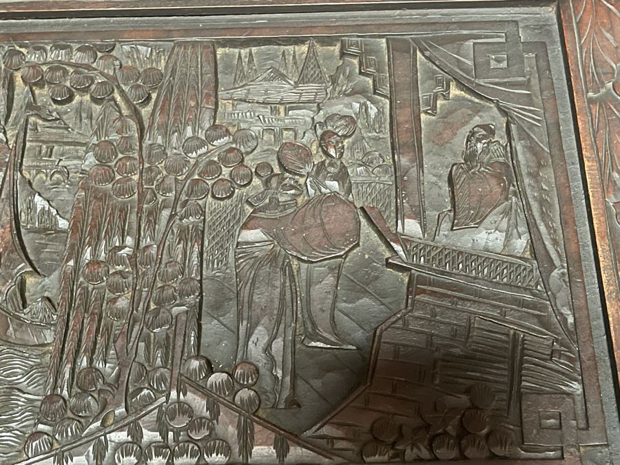 Vintage Chinese Camphorwood Hand Relief Carved Chest 36W X 17.5D X 22H [Photo 15]