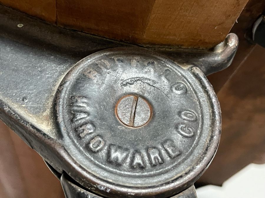 Antique Buffalo Hardware Co Cast Iron And Wood Schood Desk Bench 36W X 27D X 24H With Antique Slate School Chalkboard [Photo 11]