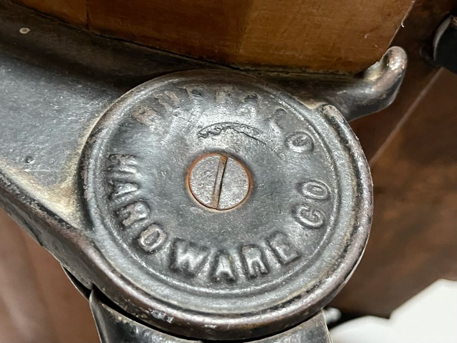 Antique Buffalo Hardware Co Cast Iron And Wood Schood Desk Bench 36W X 27D X 24H With Antique Slate School Chalkboard [Photo 12]