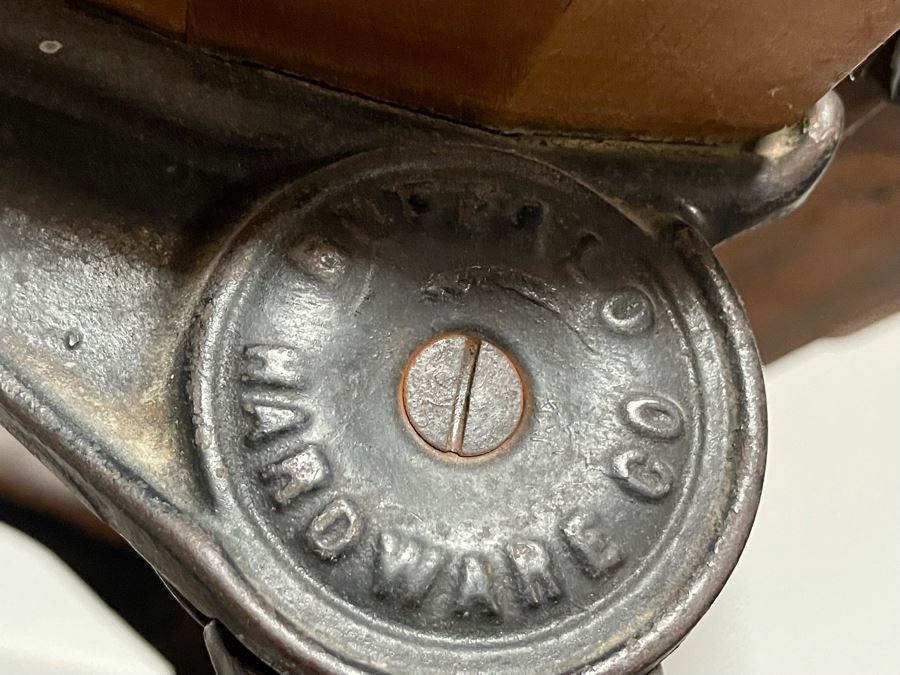 Antique Buffalo Hardware Co Cast Iron And Wood Schood Desk Bench 36W X 27D X 24H With Antique Slate School Chalkboard [Photo 10]