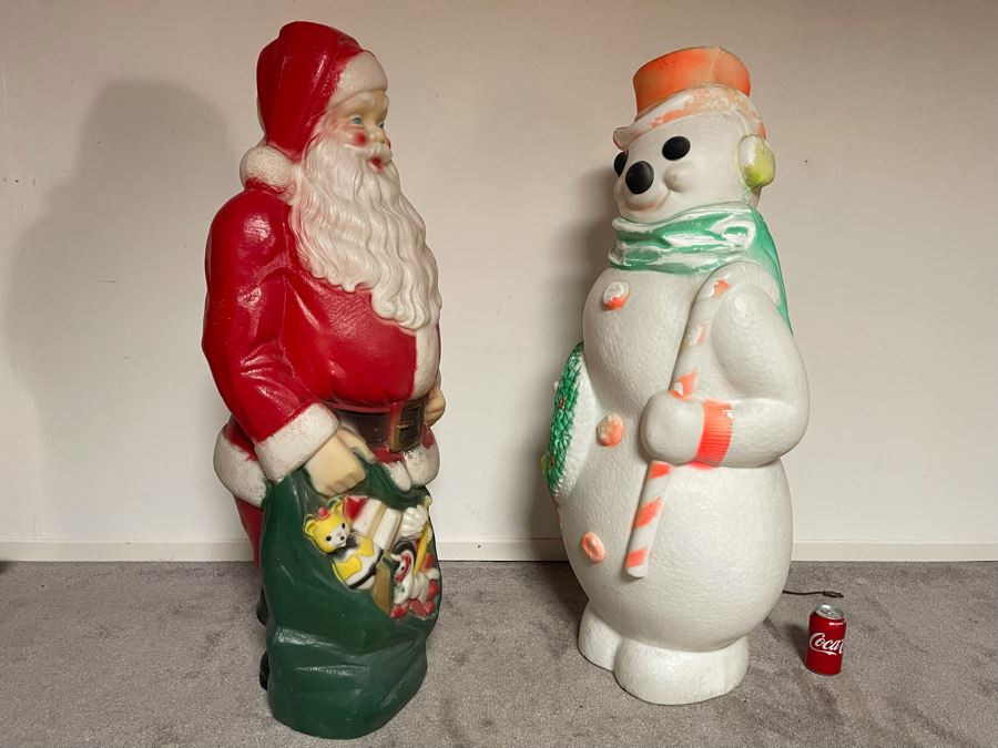 Vintage Empire Blow Mold Santa Claus And Snowman Outdoor Light Up Decorations [Photo 5]