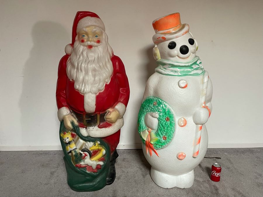 Vintage Empire Blow Mold Santa Claus And Snowman Outdoor Light Up Decorations [Photo 3]