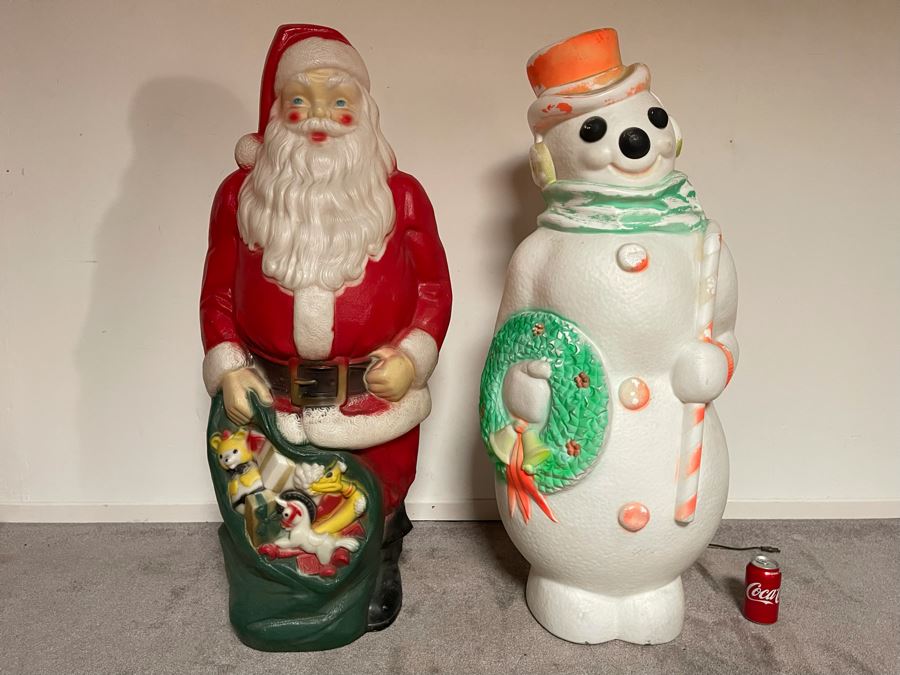 Vintage Empire Blow Mold Santa Claus And Snowman Outdoor Light Up Decorations [Photo 4]