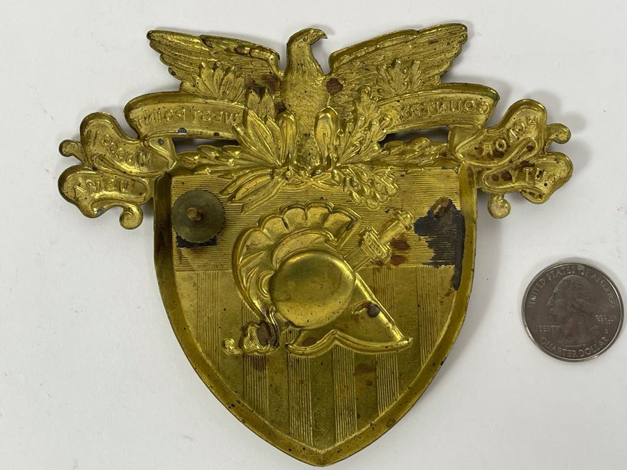 Vintage West Point Army Brass Hat Badge Duty Honor Country West Point MDCCCII USMA 5 X 4 [Photo 8]