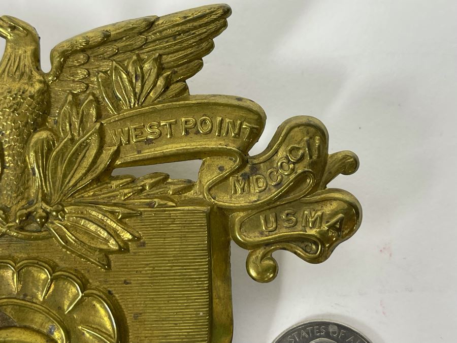 Vintage West Point Army Brass Hat Badge Duty Honor Country West Point MDCCCII USMA 5 X 4 [Photo 4]
