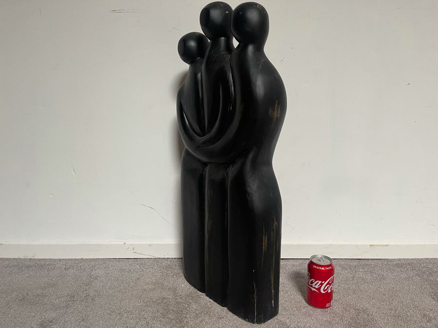 Large Wooden Sculpture Of Three Figures Embracing Each Other 12W X 4D X 29.5H [Photo 5]