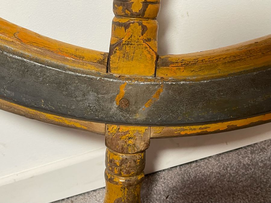 Antique Maritime Wooden / Steel Ship's Helm Wheel 42'W [Photo 6]