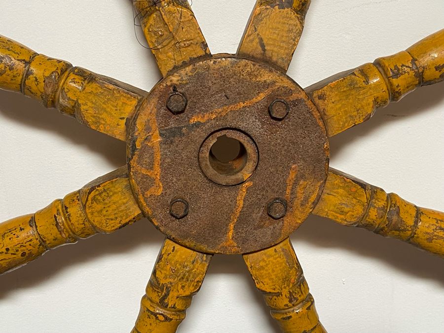 Antique Maritime Wooden / Steel Ship's Helm Wheel 42'W [Photo 5]
