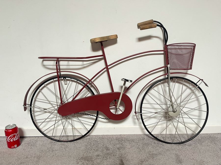 Metal Bicycle Sculpture 3-D Wall Decor 41W X 27.5H