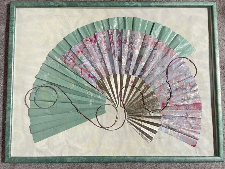 Original Katrina Kees Large 3-D Sculptured Paper Fan Artwork In Frame Signed 50 X 38 [Photo 4]