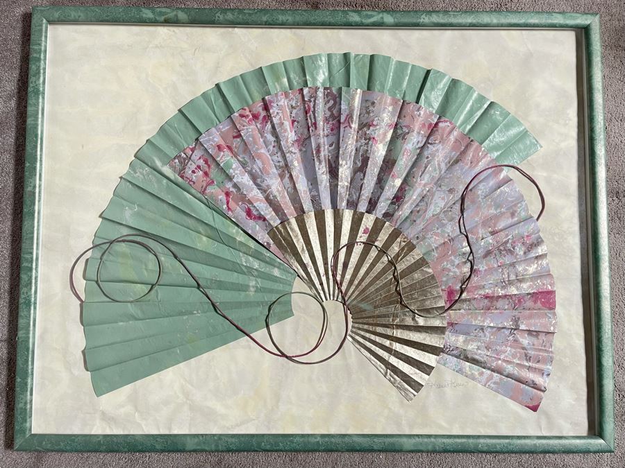 Original Katrina Kees Large 3-D Sculptured Paper Fan Artwork In Frame Signed 50 X 38 [Photo 3]