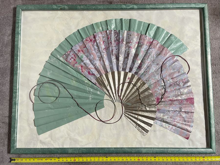 Original Katrina Kees Large 3-D Sculptured Paper Fan Artwork In Frame Signed 50 X 38