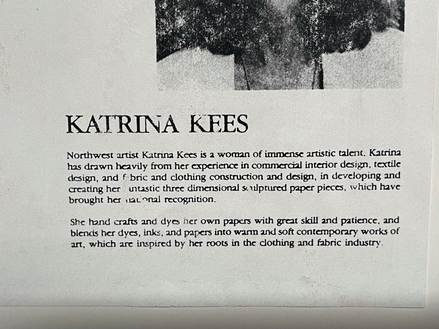 Original Katrina Kees Large 3-D Sculptured Paper Fan Artwork In Frame Signed 50 X 38 [Photo 14]