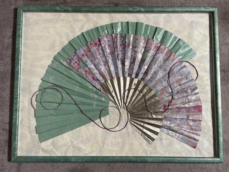 Original Katrina Kees Large 3-D Sculptured Paper Fan Artwork In Frame Signed 50 X 38 [Photo 2]
