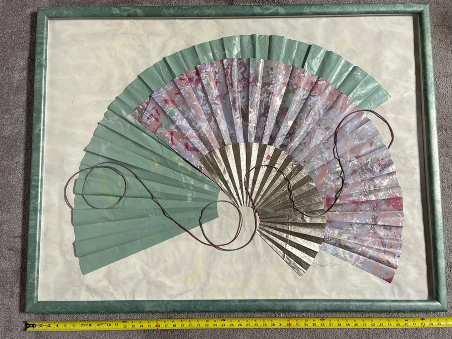 Original Katrina Kees Large 3-D Sculptured Paper Fan Artwork In Frame Signed 50 X 38 [Photo 6]