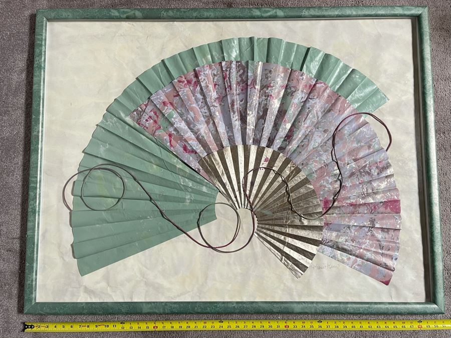 Original Katrina Kees Large 3-D Sculptured Paper Fan Artwork In Frame Signed 50 X 38 [Photo 5]