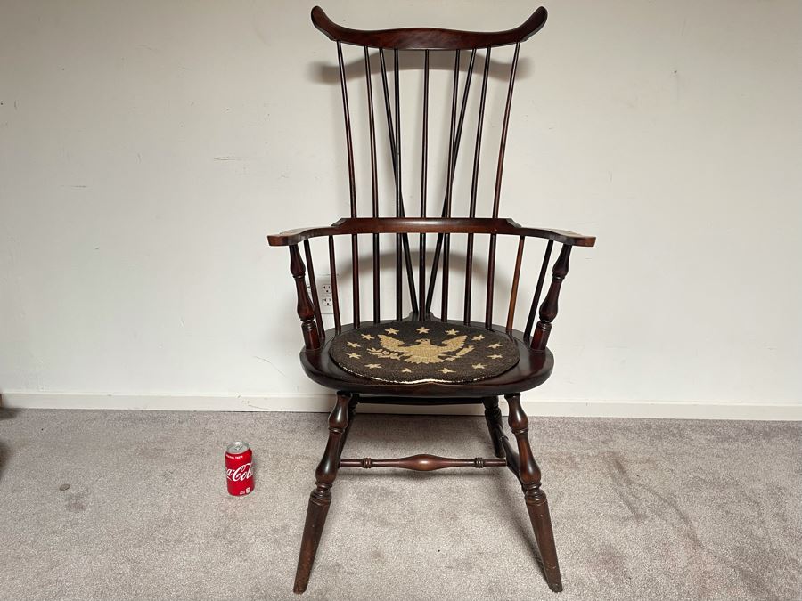 Vintage Red Mahogany Windsor Comb Back Arm Chair 24W X 21D X 44H [Photo 1]