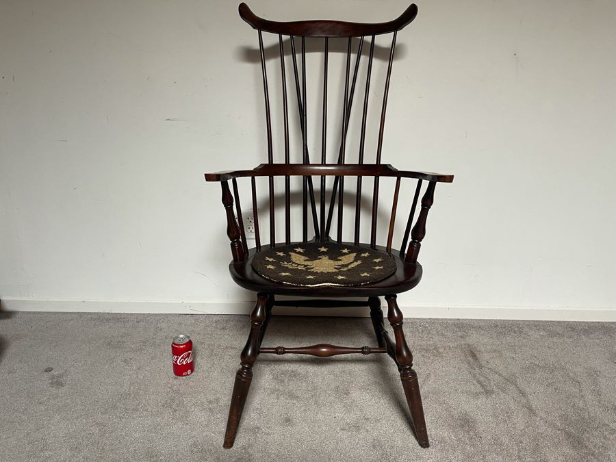 Vintage Red Mahogany Windsor Comb Back Arm Chair 24W X 21D X 44H [Photo 2]