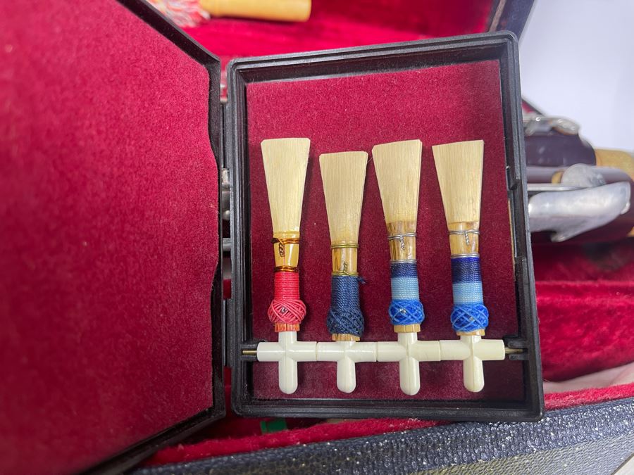 Lesher Bassoon Elkhart Indiana Marked 2102 With Case Marked NDSU Band And Bassoon Lesson Musical Books [Photo 8]