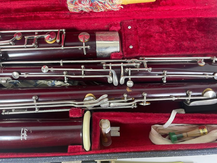 Lesher Bassoon Elkhart Indiana Marked 2102 With Case Marked NDSU Band And Bassoon Lesson Musical Books [Photo 4]