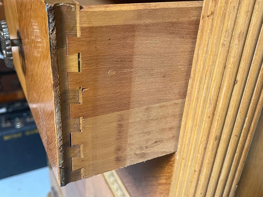 Vintage Art Deco Bureau Chest Of Drawers Dresser With Small Mirror 34W X 19D X 61H [Photo 10]