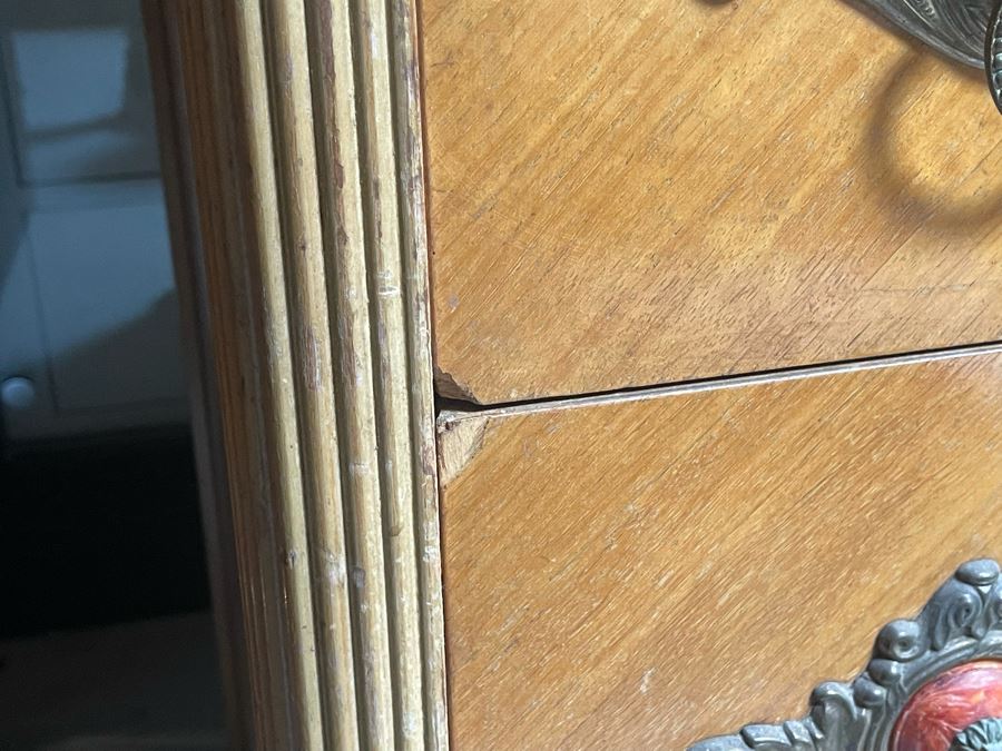 Vintage Art Deco Bureau Chest Of Drawers Dresser With Small Mirror 34W X 19D X 61H [Photo 8]