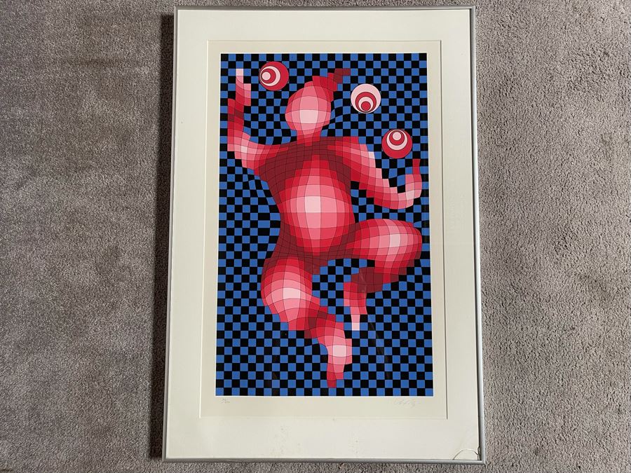 Victor Vasarely Juggler Limited Edition Serigraph 70 Of 250 Hand Signed 28 X 18 Estimate $1,200-$1,500 [Photo 2]