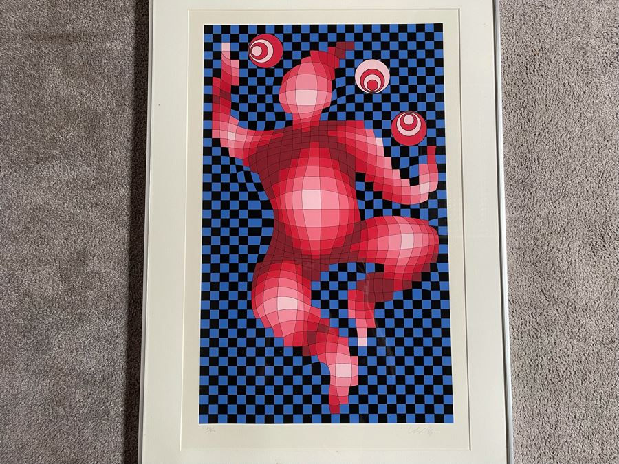 Victor Vasarely Juggler Limited Edition Serigraph 70 Of 250 Hand Signed 28 X 18 Estimate $1,200-$1,500 [Photo 1]