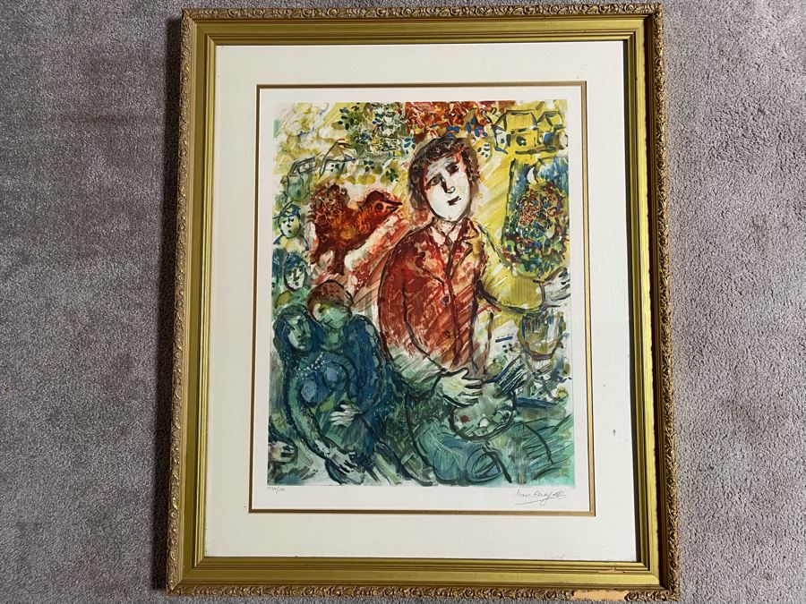 Marc Chagall Limited Edition Lithograph Titled 'Le Peintre En Rouge' Facsimile Signature Museum Dedicated Edition 94 Of 150 With COA 22 X 30 [Photo 3]