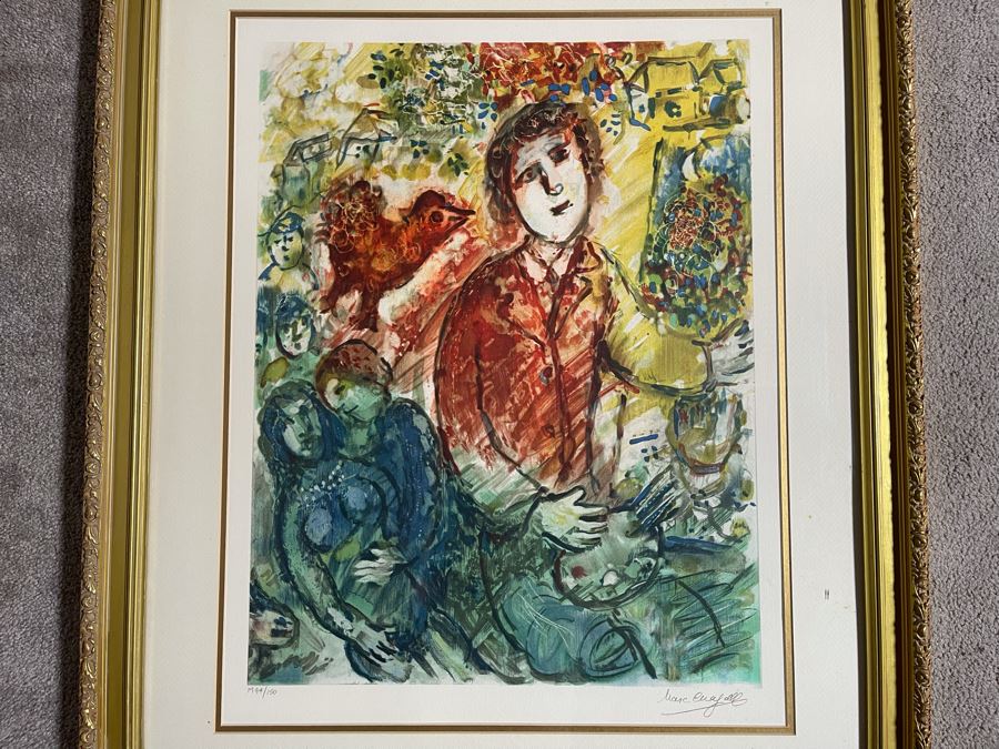 Marc Chagall Limited Edition Lithograph Titled 'Le Peintre En Rouge' Facsimile Signature Museum Dedicated Edition 94 Of 150 With COA 22 X 30 [Photo 4]