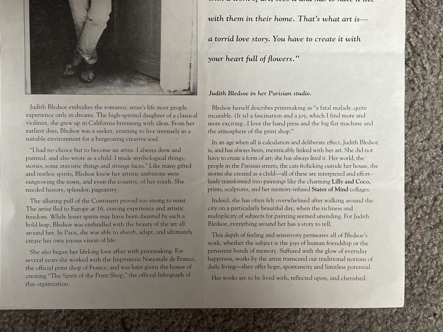 Judith Bledsoe Limited Edition Lithograph Titled 'Lilly & Coco' Hand Signed With Documentation 271 Of 300 51 X 30 [Photo 15]