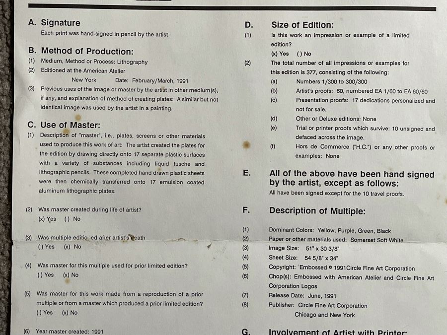 Judith Bledsoe Limited Edition Lithograph Titled 'Lilly & Coco' Hand Signed With Documentation 271 Of 300 51 X 30 [Photo 11]