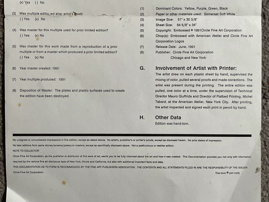 Judith Bledsoe Limited Edition Lithograph Titled 'Lilly & Coco' Hand Signed With Documentation 271 Of 300 51 X 30 [Photo 12]