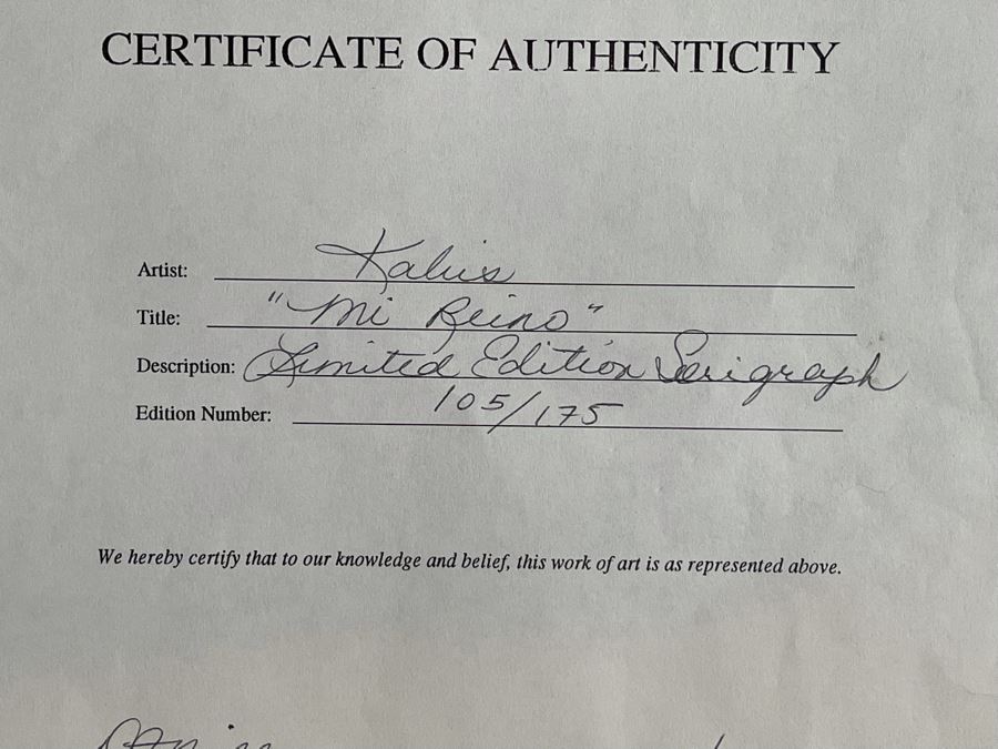 Kabir Shahid Limited Edition Serigraph Titled 'Mi Reino' 105 Of 175 22x22 Hand Signed  [Photo 14]